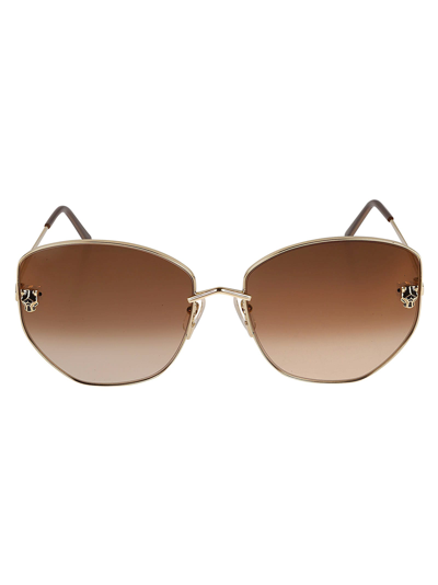 Cartier Curve Square Sunglasses In Gold/brown