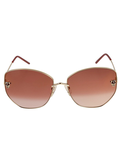 Cartier Curve Square Sunglasses In Gold/red