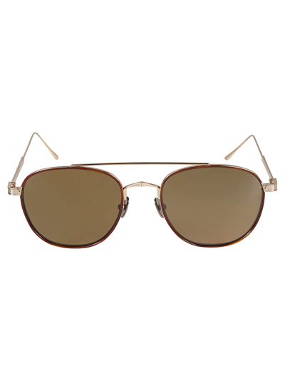 Cartier Metal Frame Round Lens Sunglasses In Gold