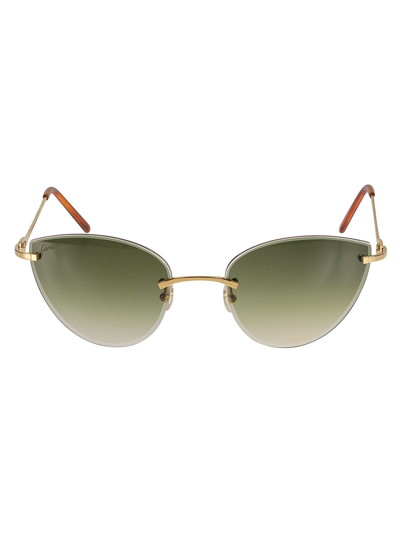 Cartier Metal Temple Cat Eye Lens Sunglasses In N/a