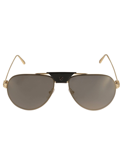 Cartier Aviator Logo Detail Sunglasses In Gold
