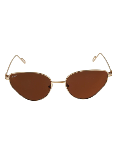 Cartier Cat-eye Logo Sunglasses In Gold