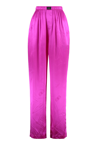 Balenciaga Silk Pajama Pants In Fuchsia