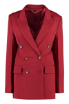 Victoria Beckham Double-breasted Wool Blazer With Structured Shoulders In Red