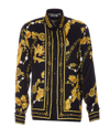 Versace Jeans Couture Baroque-pattern Long-sleeve Shirt In Black/gold