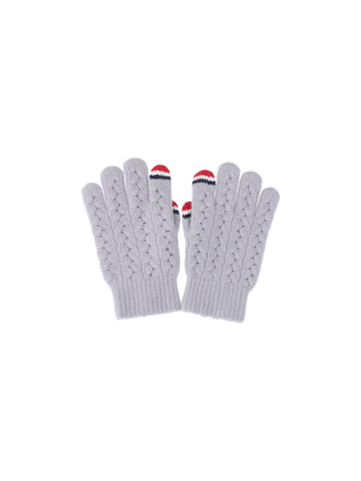 Thom Browne Pointelle-knit Touchscreen Gloves In Gray
