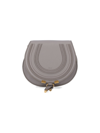 Chloé Marcie Mini Whipstitch Saddle Crossbody Bag In Cashmere Grey