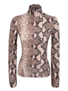 Stella Mccartney Phyton Snake Print Jersey Top With Flare Sleeves In Multi