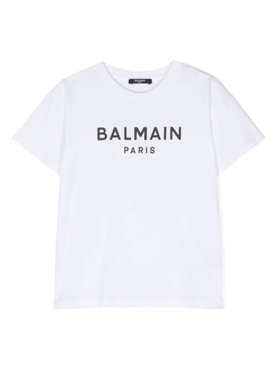 Balmain Kids' T-shirt Logo In White