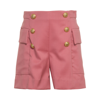 Balmain Kids Button Embellished Rear Zipped Shorts In Pink