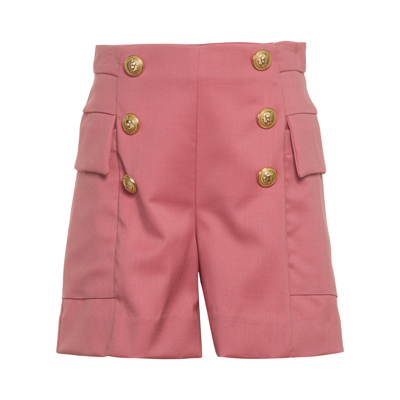 Balmain Kids' Wool Shorts In Pink