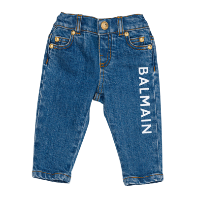 Balmain Babies' Jeans Con Logo In Blue