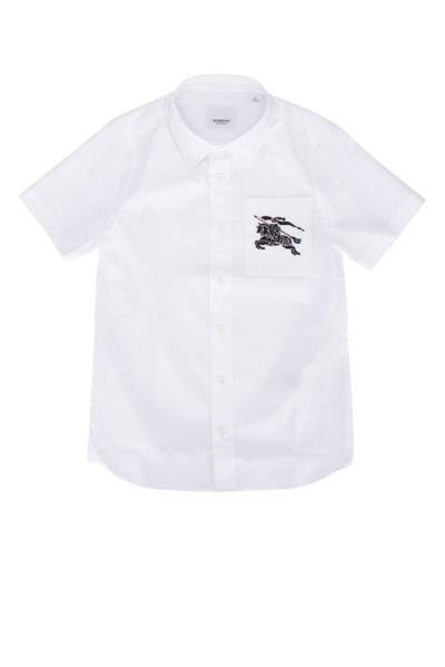 Burberry Kids'  Childrens Ekd Motif Stretch Cotton Shirt In White