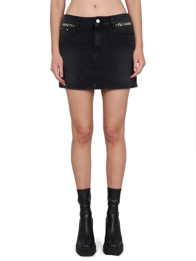Stella Mccartney Falabella Denim Mini Skirt In Black