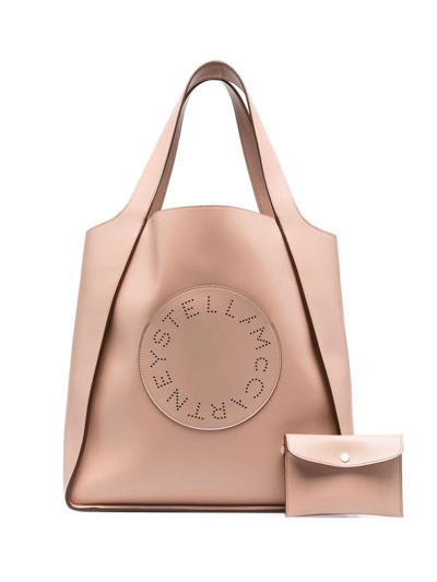 Stella Mccartney Logo Perforated Tote Bag In Pink
