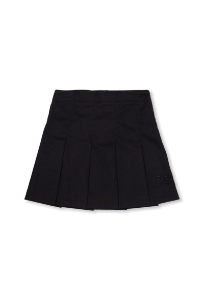 Burberry Kids' Ekd-motif Pleated Skirt In Black