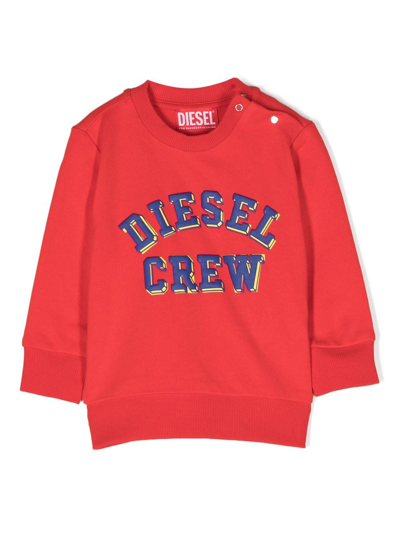 Diesel Babies' Stamp-effect Graphic Print Sweatshirt In Red