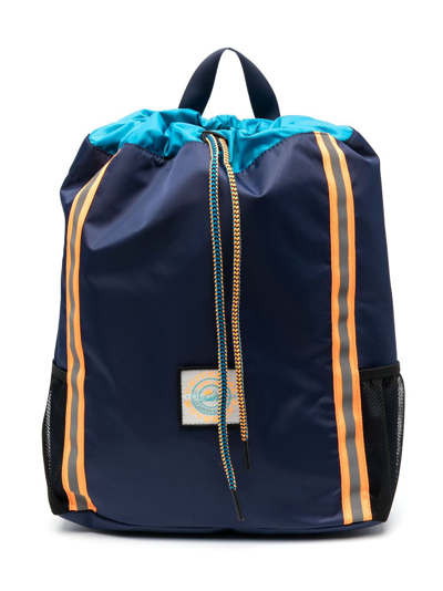 Diesel Kids' Logo-patch Tape-detailing Backpack In Blue