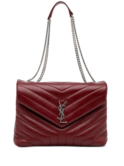 Pre-owned Saint Laurent 2017 Loulou Quilted Shoulder Bag In Red