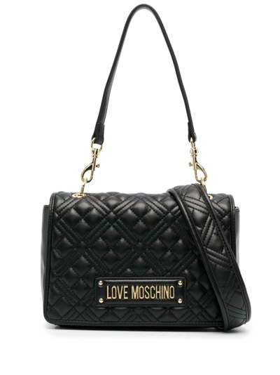 Love Moschino Logo-lettering Quilted Shoulder Bag In Black