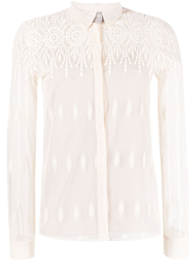 Fabiana Filippi Sheer-lace Button-up Shirt In Neutrals