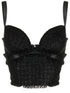 Versace Black Lurex Top With Matching Web Detail In Wool Blend Woman In Black
