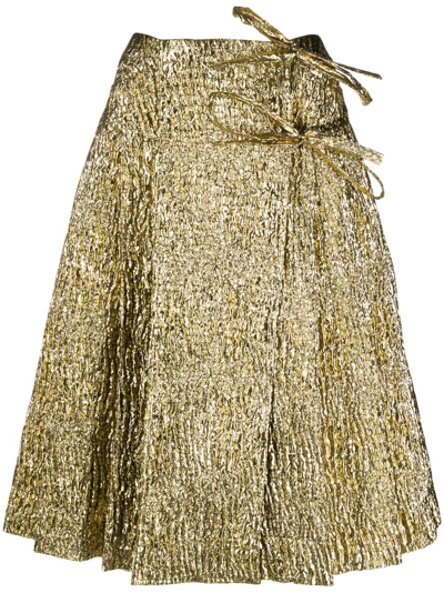 Simone Rocha Metallic-effect Crinkled A-line Skirt In Gold