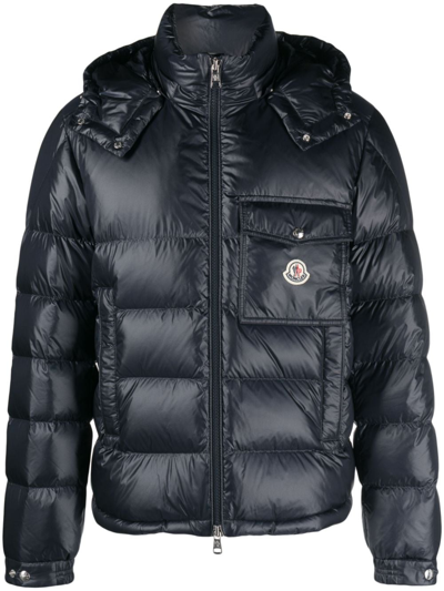 Moncler Wollaston Zipped Hooded Jacket In Blue