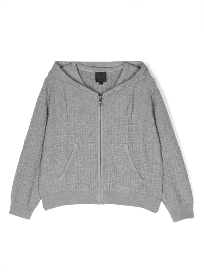 Givenchy Kids' Patterned-jacquard Knitted Cardigan In Grey
