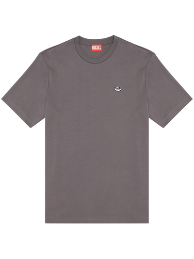 Diesel Embroidered-logo Cotton T-shirt In Grey