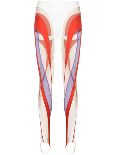 Mugler Spiral Panelled Stirrup Leggings In White