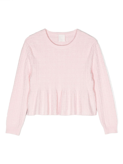 Givenchy Kids' Logo-jacquard Gathered T-shirt In Pink