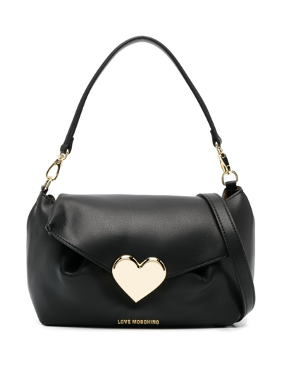 Love Moschino Gracious Metallic-heart Tote Bag In Black