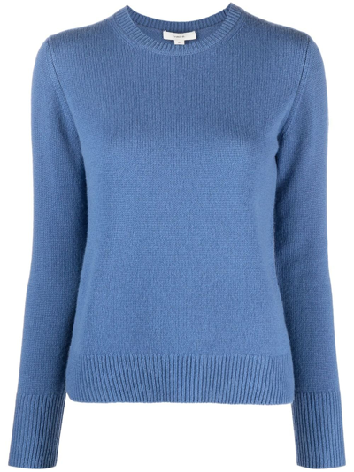 Vince Ribbed-knit Cotton Top In Blue