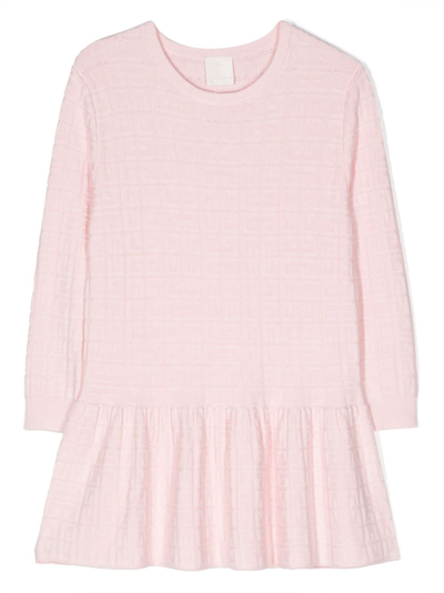 Givenchy Kids' 4g 针织连衣裙 In Pink