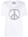 Moschino Jeans Crystal-embellished Cotton T-shirt In White