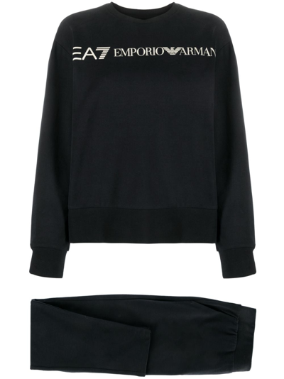 Ea7 Logo-print Cotton Tracksuit Set In Black
