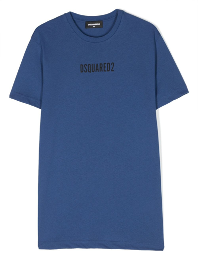 Dsquared2 Kids' Logo-print Cotton T-shirt In Blue