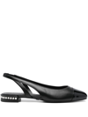 STUART WEITZMAN CRYSTAL SLINGBACK LEATHER BALLERINA SHOES