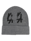 44 LABEL GROUP LOGO-PRINT RIBBED-KNIT BEANIE