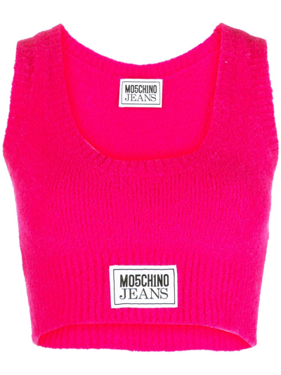 Moschino Pink Patch Tank Top In A0208 Fucsia