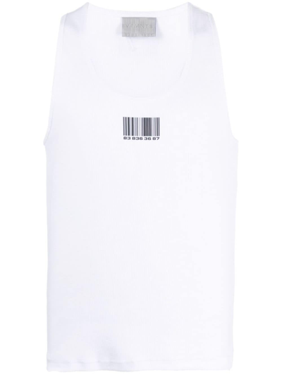 Vtmnts Barcode-print Cotton Tank Top In White