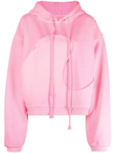 Erl Swirl Panelled Cotton-blend Hoodie In Pink