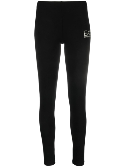 Ea7 Cotton Leggings In Black