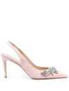 Stuart Weitzman Crystal Fleur 100mm Pointed-toe Pumps In Pink
