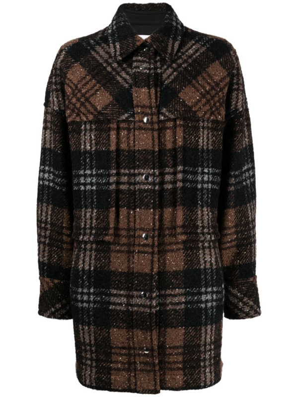 IRO bouclé-effect checkered shirt - Orange