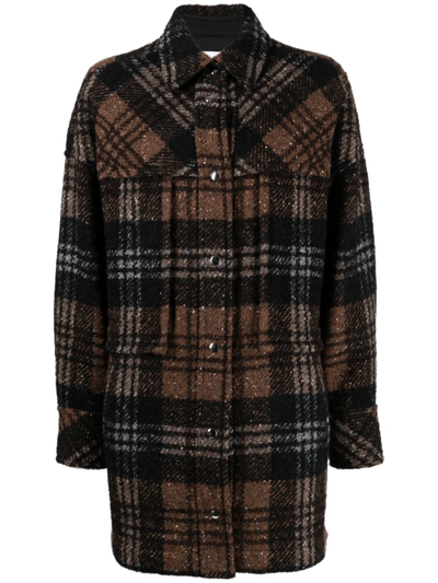 Iro Plaid-check Felted Shirt In Brown