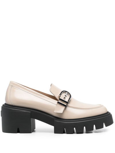 Stuart Weitzman Maverick Soho 75mm Leather Loafers In Neutrals