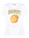Ganni Basic Jersey Peach Relaxed T-shirt In White