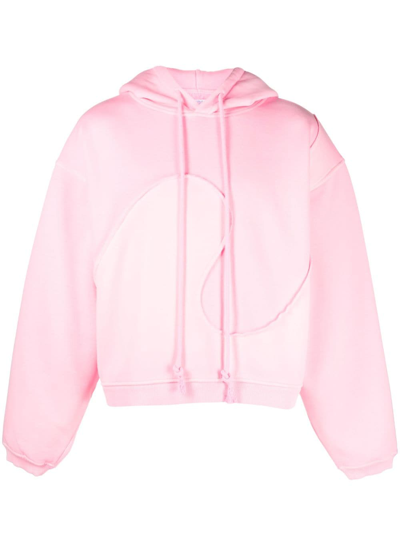 ERL SWIRL-PANELLED DRAWSTRING FLEECE HOODIE